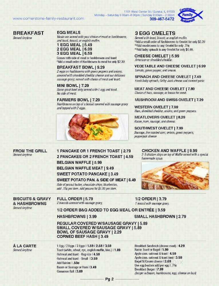 Cornerstone Family Restaurant - Eureka, IL menu_pic