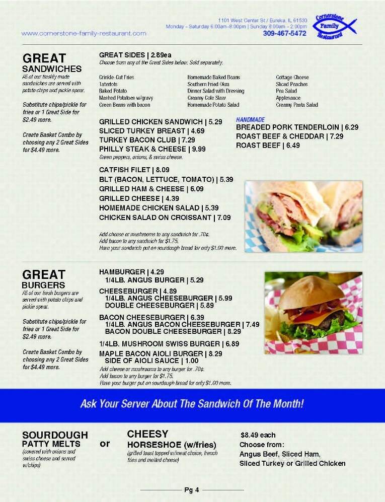 Cornerstone Family Restaurant - Eureka, IL menu_pic