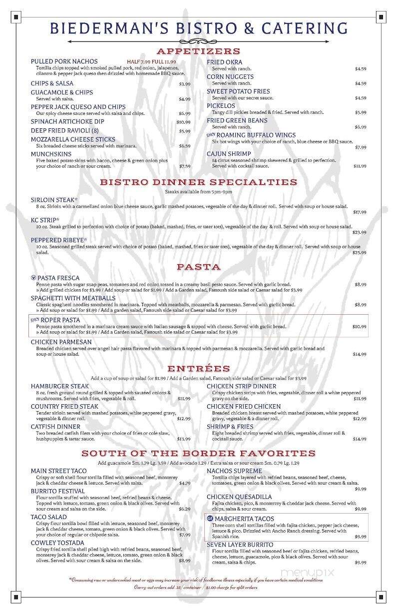 Biedermans Bistro - Winfield, KS menu_pic