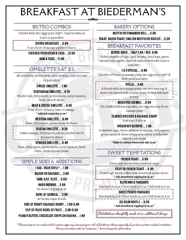 Biedermans Bistro - Winfield, KS menu_pic