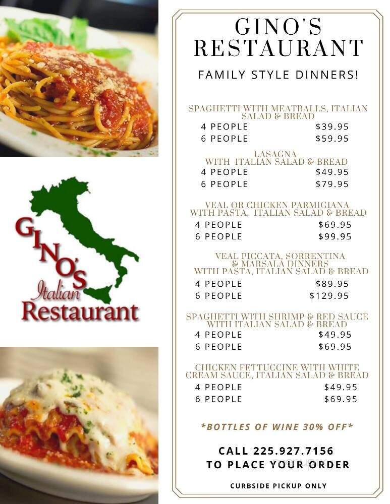 Gino's Restaurant - Baton Rouge, LA menu_pic