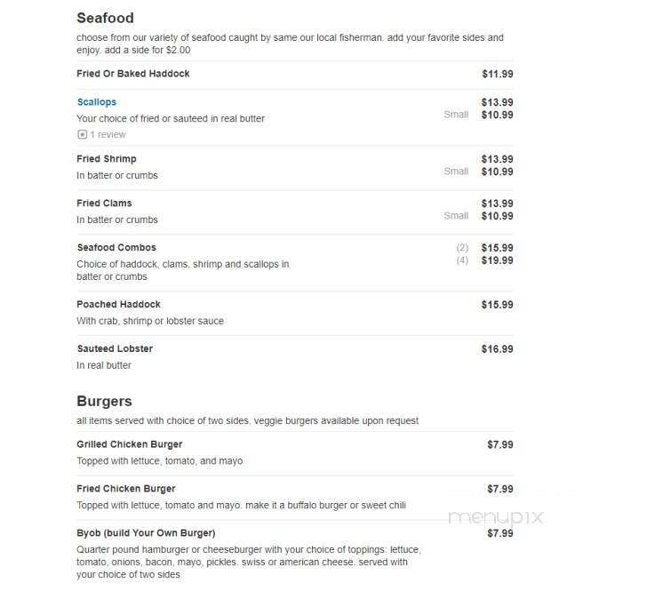 New Friendly Restaurant Inc - Perry, ME menu_pic