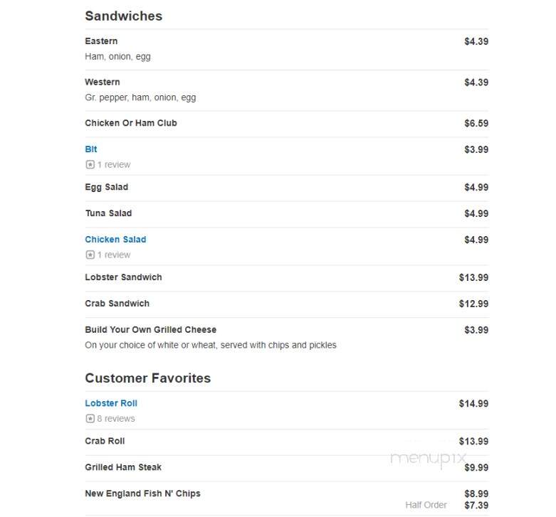 New Friendly Restaurant Inc - Perry, ME menu_pic