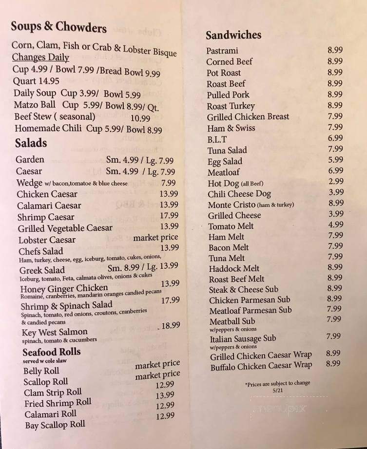 Harry's Restaurant - Westborough, MA menu_pic