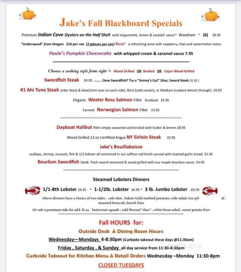 Jake's Seafood Restaurant - Hull, MA menu_pic