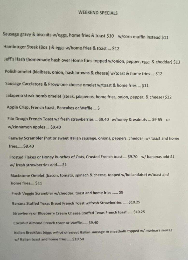 Lou Roc's Diner - Worcester, MA menu_pic
