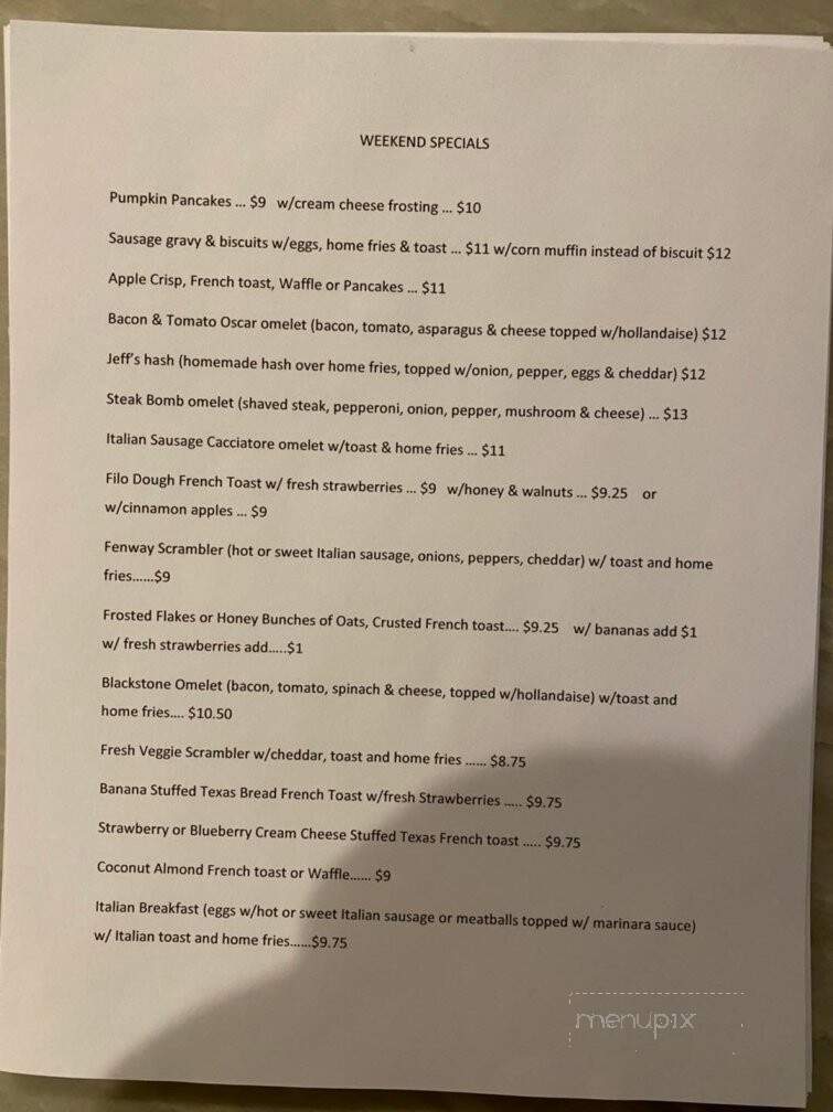 Lou Roc's Diner - Worcester, MA menu_pic