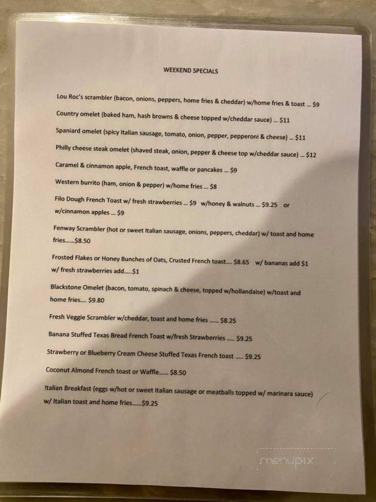 Lou Roc's Diner - Worcester, MA menu_pic