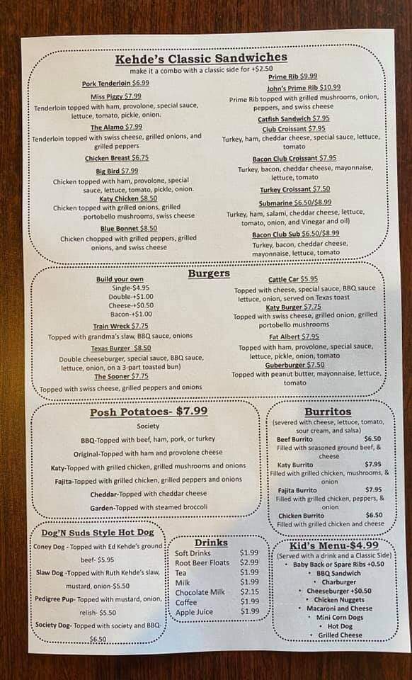 Kehde's Barbeque - Sedalia, MO menu_pic
