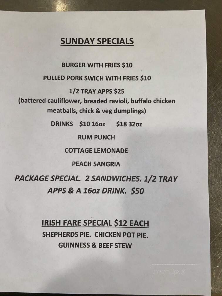Irish Cottage Inn - Franklin, NJ menu_pic