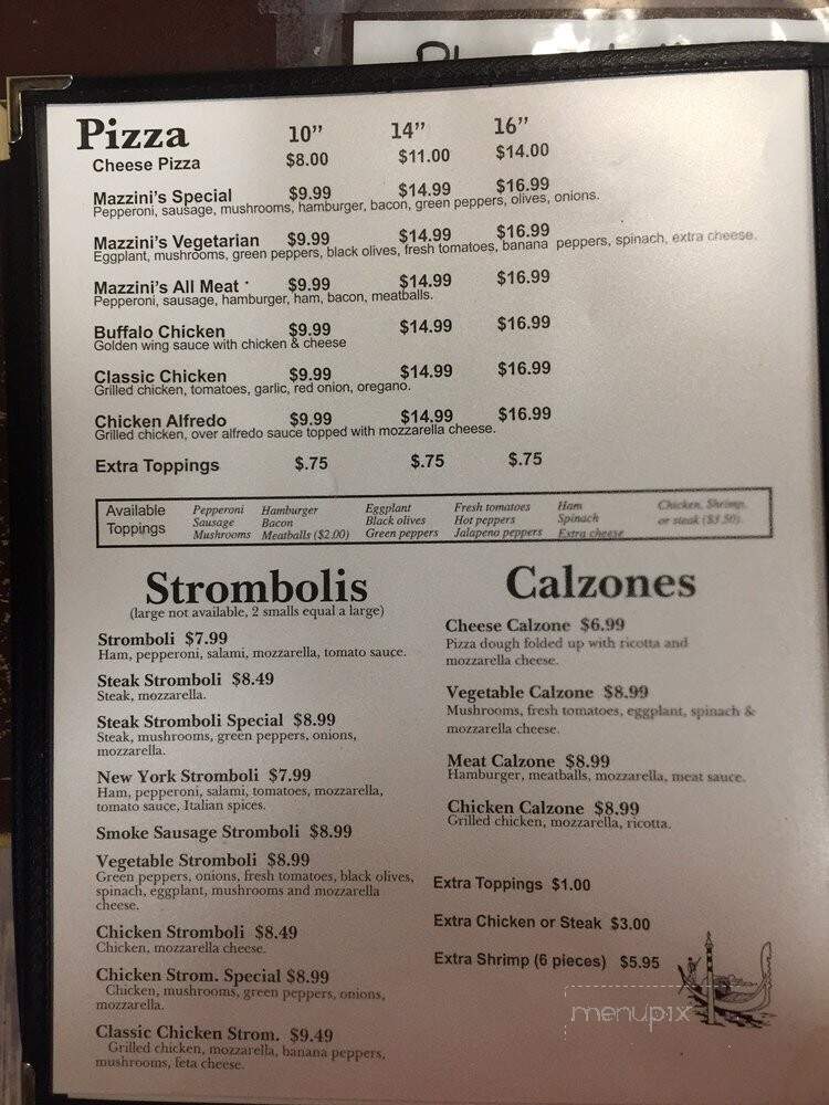 Mazzine's Italian Restaurant - Elkin, NC menu_pic
