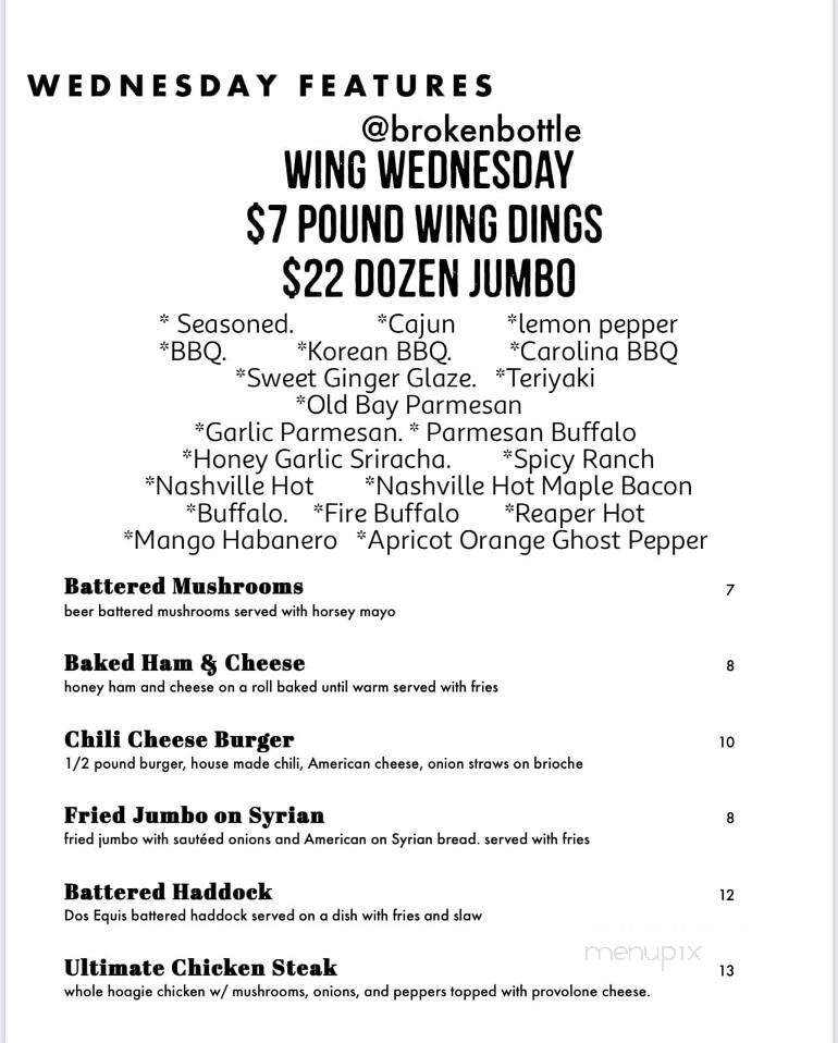 Broken Bottle - Kittanning, PA menu_pic