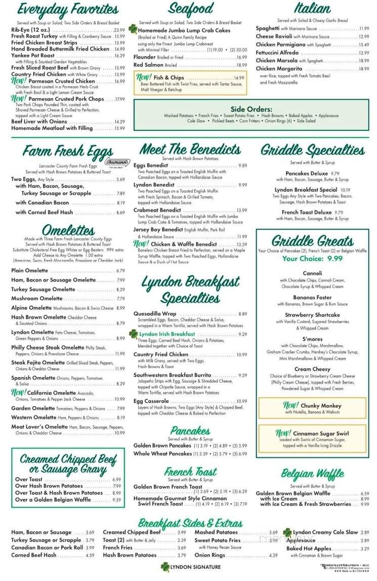 Lyndon City Line Diner - Lancaster, PA menu_pic