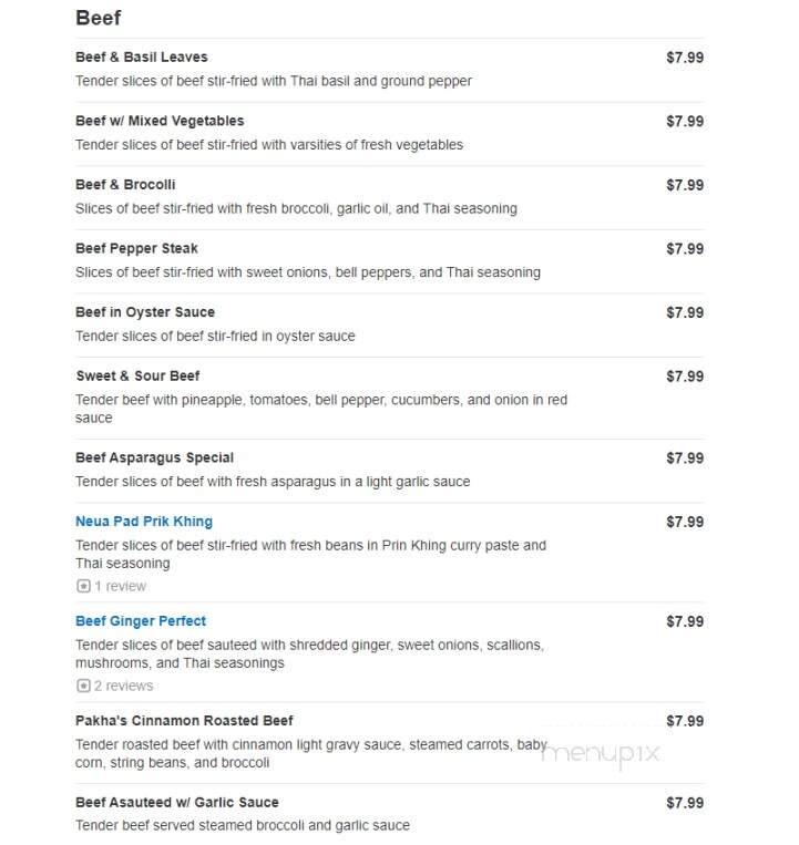 Pakha's Thai House - Dillsburg, PA menu_pic