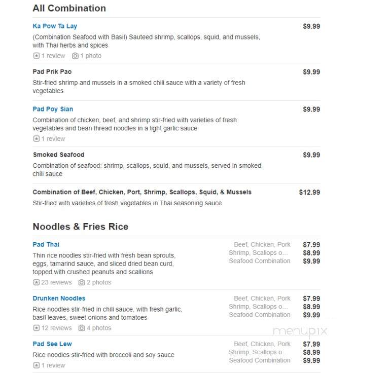 Pakha's Thai House - Dillsburg, PA menu_pic