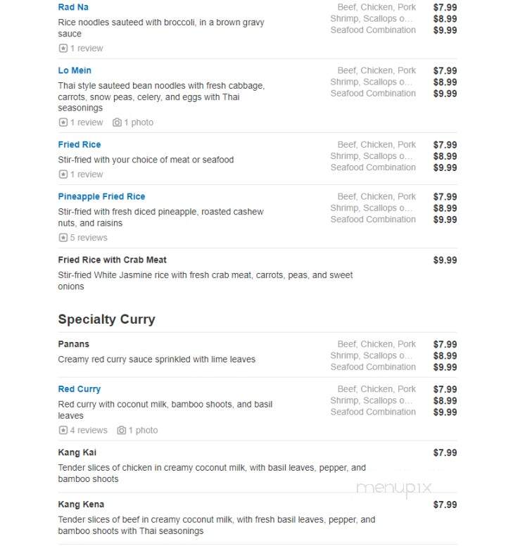 Pakha's Thai House - Dillsburg, PA menu_pic