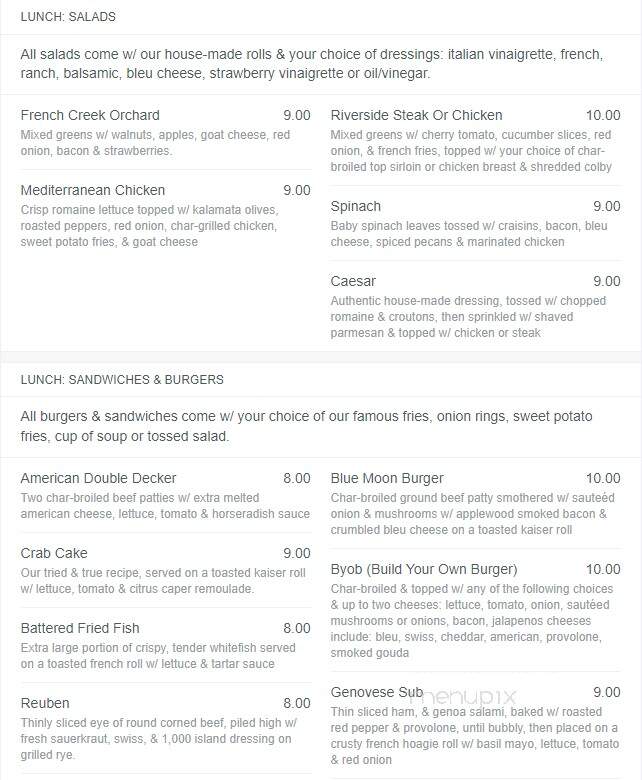 Riverside Inn - Cambridge Springs, PA menu_pic