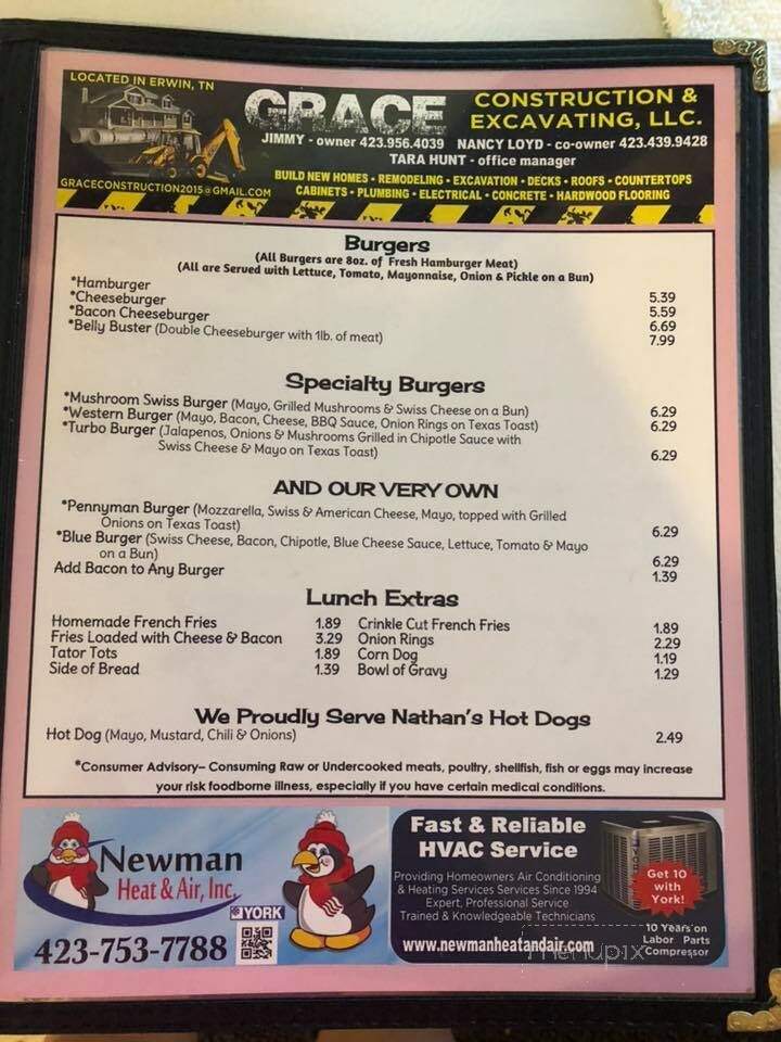 Pennymans Diner - Johnson City, TN menu_pic