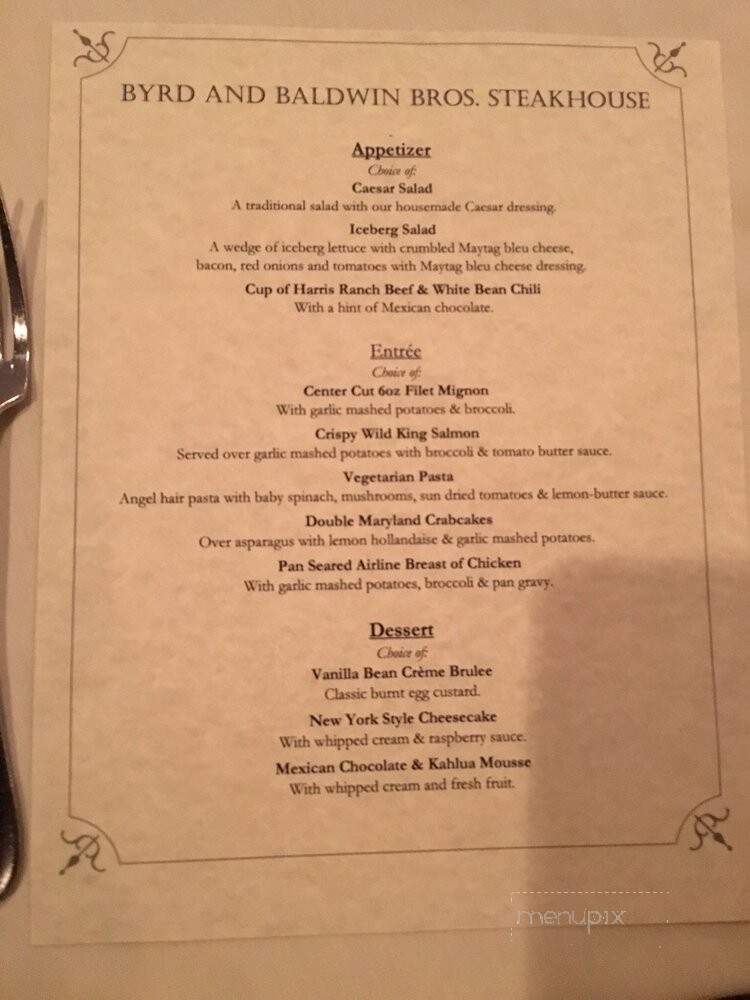 Byrd & Baldwin Bro Steakhouse - Norfolk, VA menu_pic