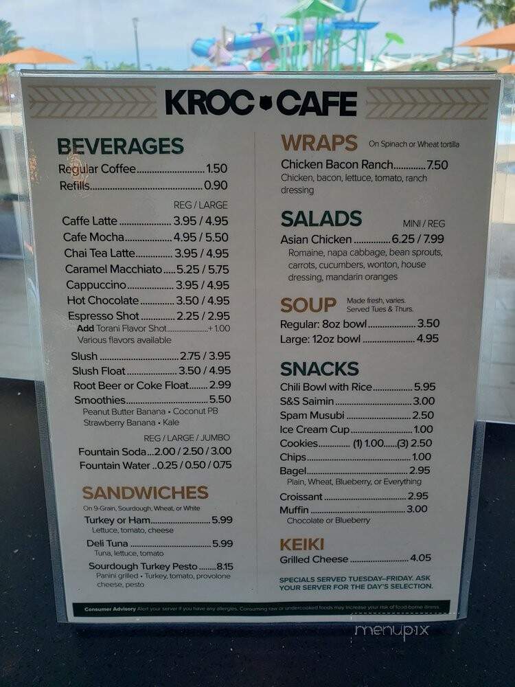 Kroc Cafe - Kapolei, HI menu_pic