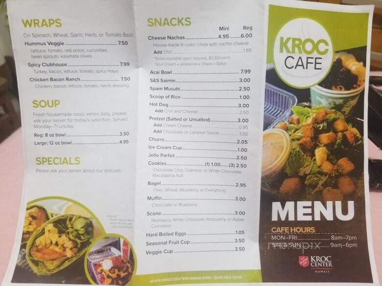 Kroc Cafe - Kapolei, HI menu_pic
