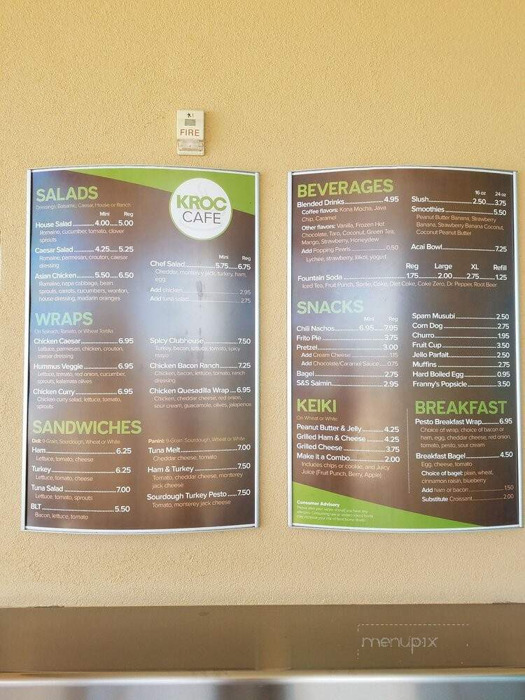 Kroc Cafe - Kapolei, HI menu_pic