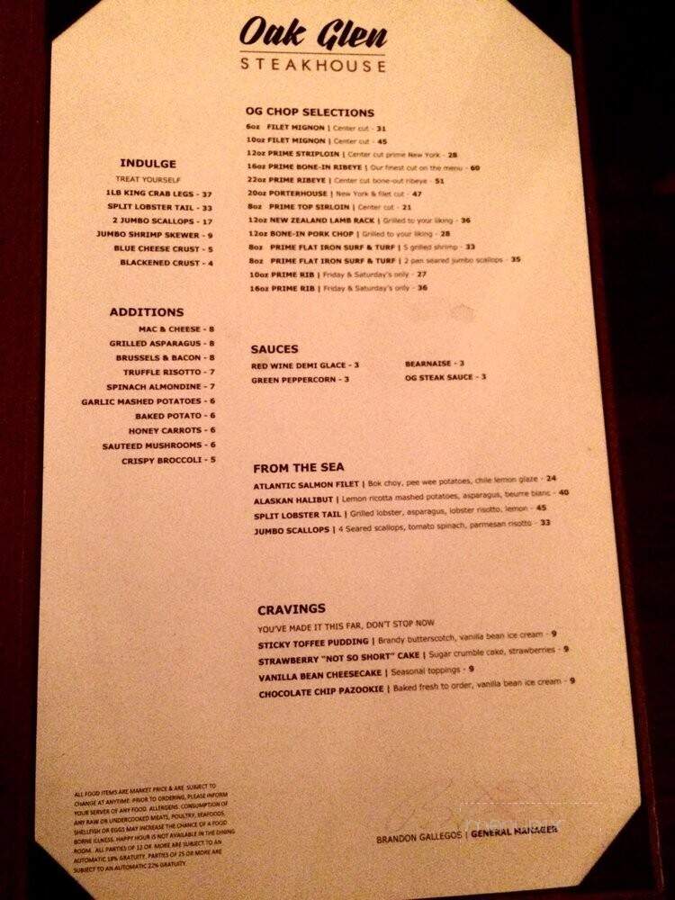 The Oak Glen Steakhouse & Saloon - Yucaipa, CA menu_pic