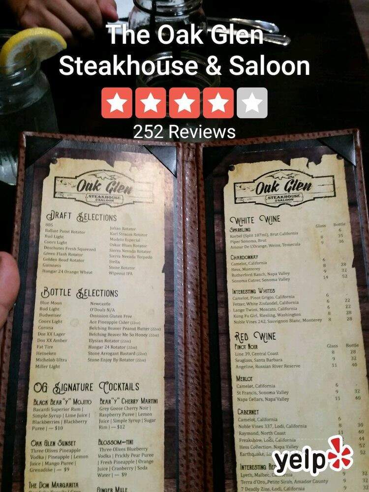 The Oak Glen Steakhouse & Saloon - Yucaipa, CA menu_pic