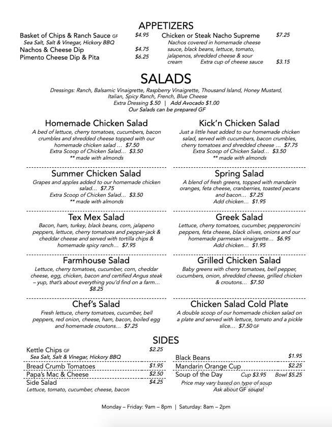 Cornerstone Cafe and Coffee - Benson, NC menu_pic