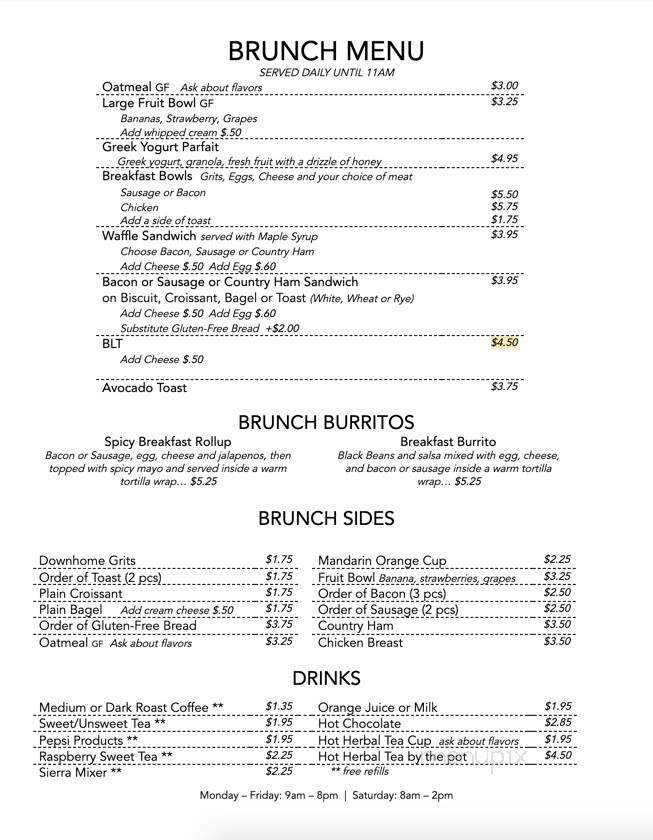 Cornerstone Cafe and Coffee - Benson, NC menu_pic