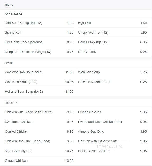 Phoenix Buffet - Red Deer, AB menu_pic