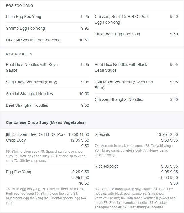 Phoenix Buffet - Red Deer, AB menu_pic