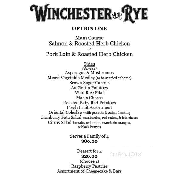 Winchester & Rye Restaurant - Victoria, MN menu_pic