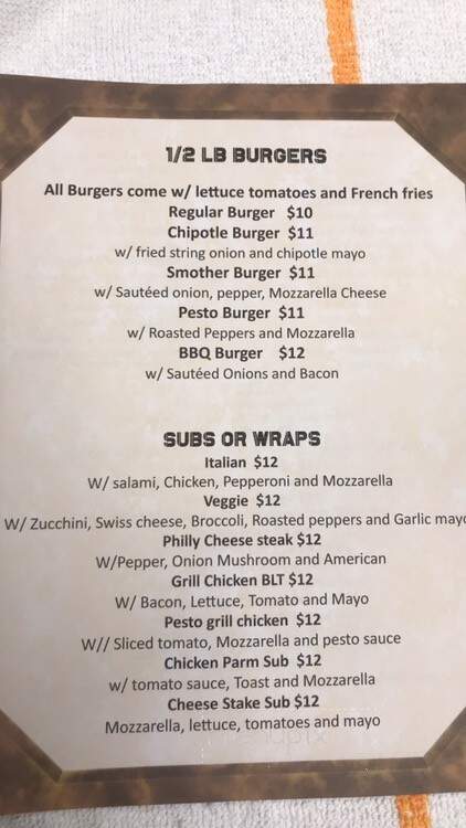Zicatela's Bar and Restaurant - Saugerties, NY menu_pic