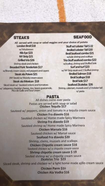Zicatela's Bar and Restaurant - Saugerties, NY menu_pic