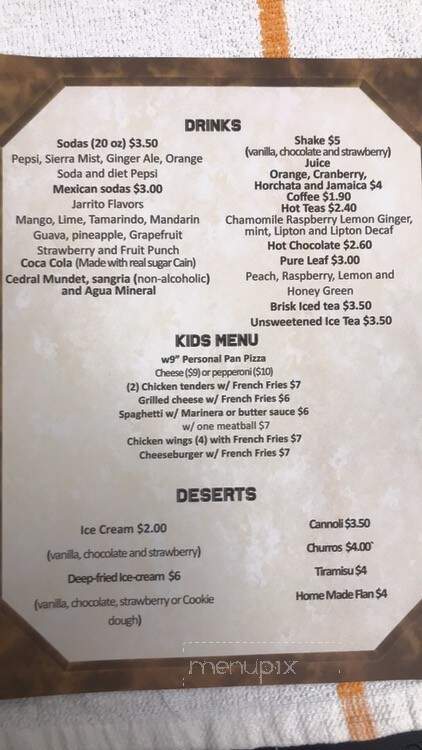 Zicatela's Bar and Restaurant - Saugerties, NY menu_pic