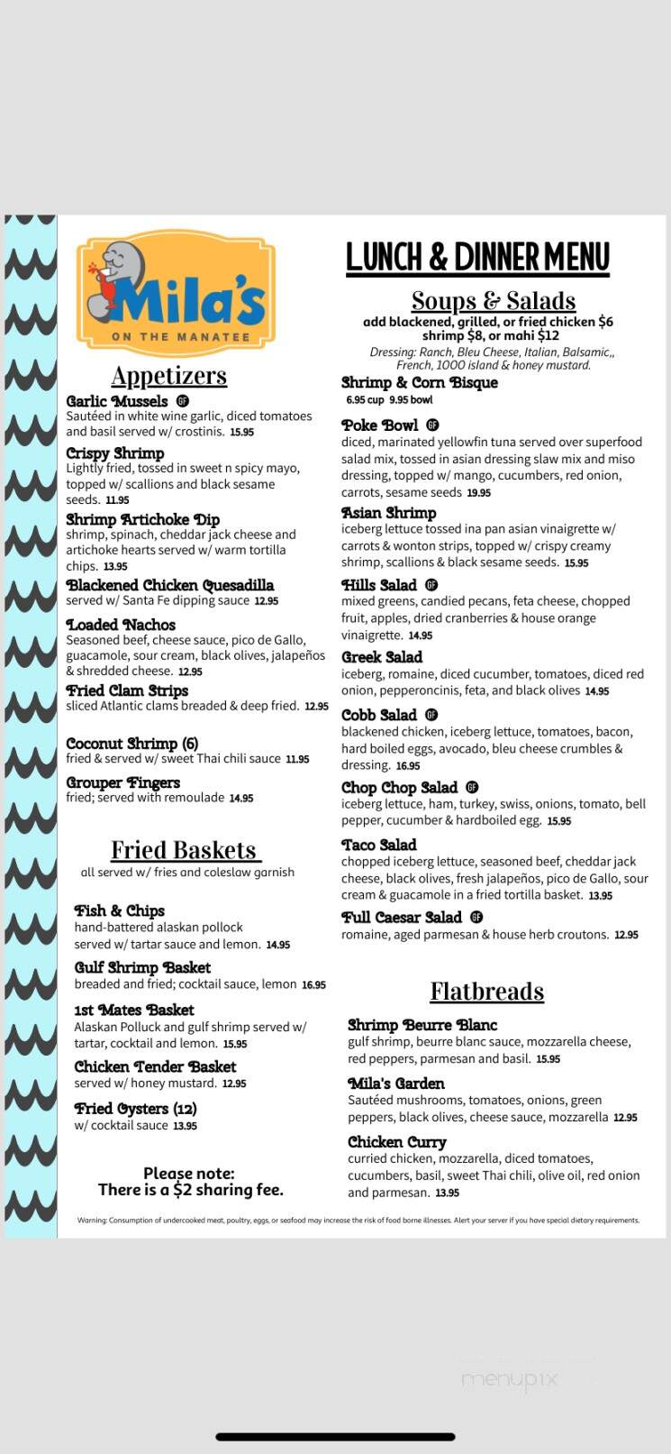 Mila's On the Manatee - Palmetto, FL menu_pic