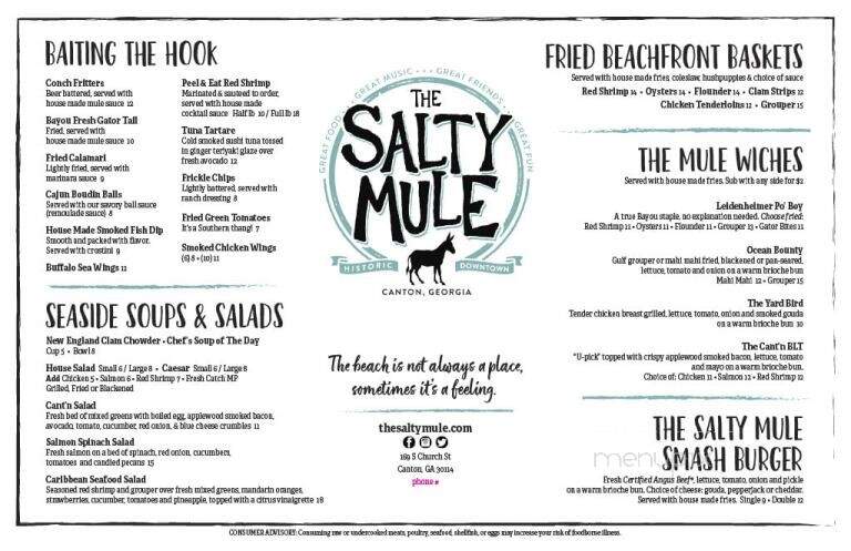 The Salty Mule - Canton, GA menu_pic