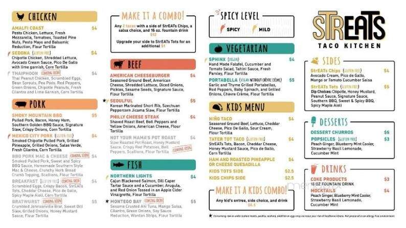 Streats Taco Kitchen - Zeeland, MI menu_pic