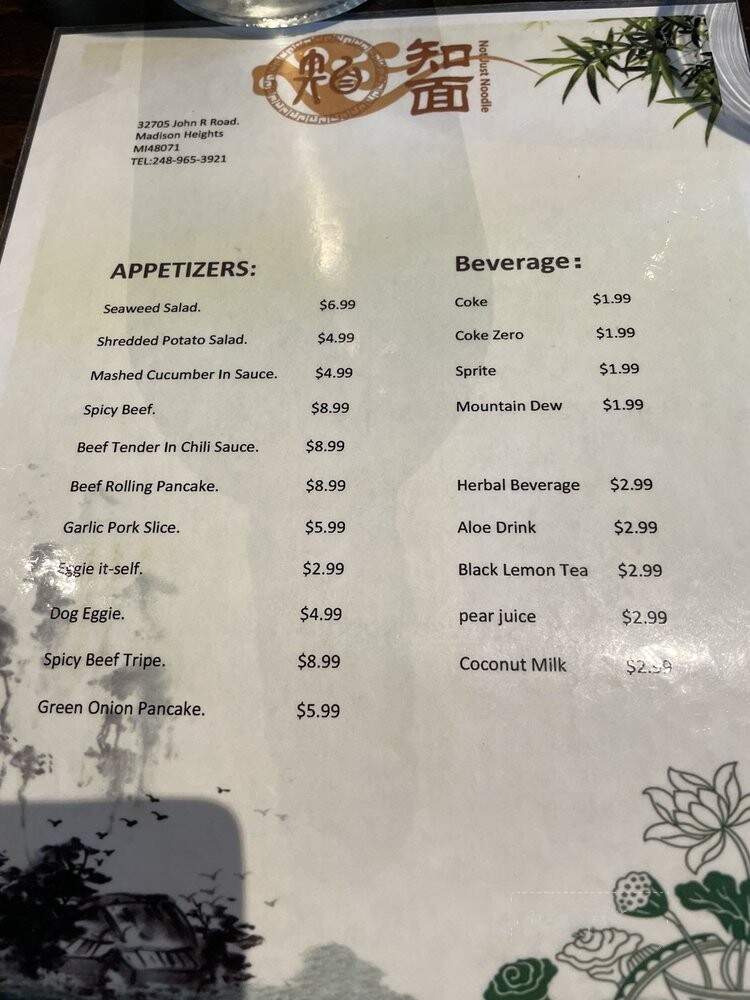 Not Just Noodle - Madison Heights, MI menu_pic