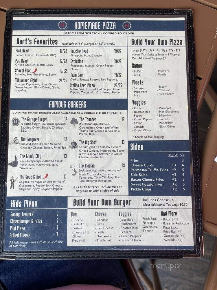 Hart's Garage - Hampshire, IL menu_pic