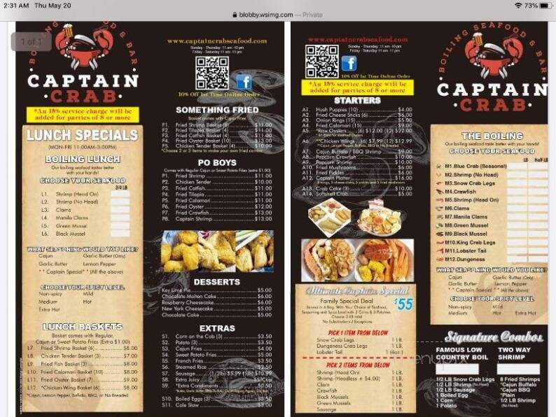 Captain Crab - Sacramento, CA menu_pic