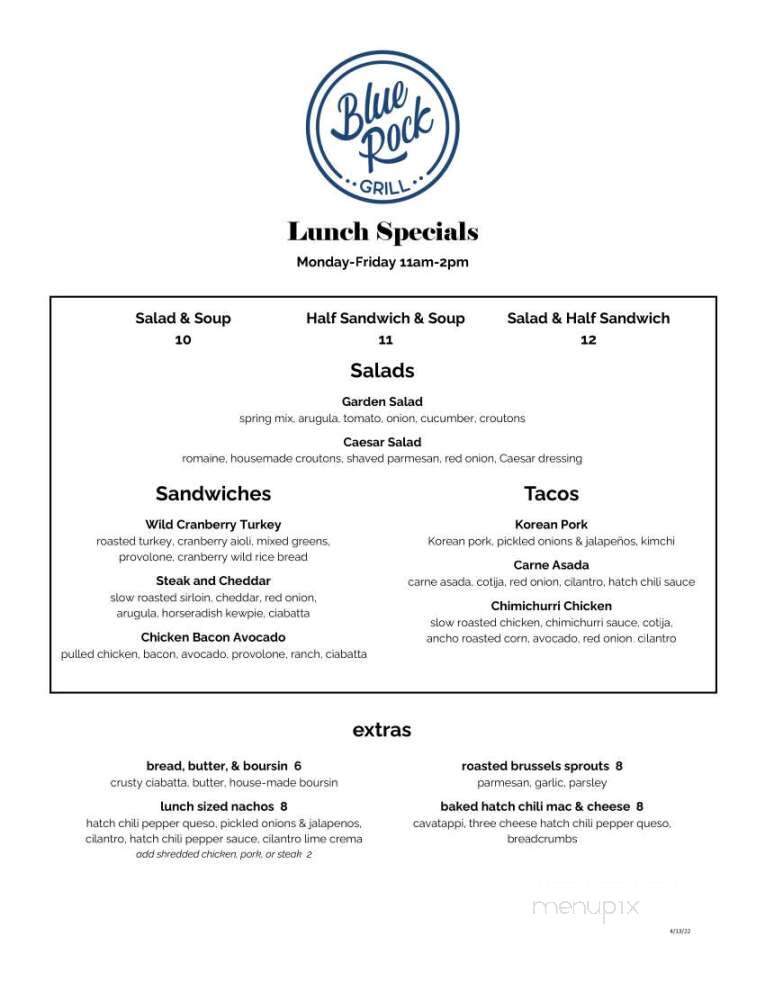 Blue Rock Grill - Duluth, MN menu_pic