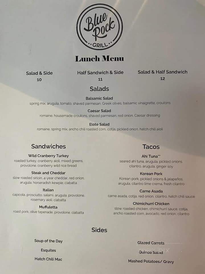 Blue Rock Grill - Duluth, MN menu_pic