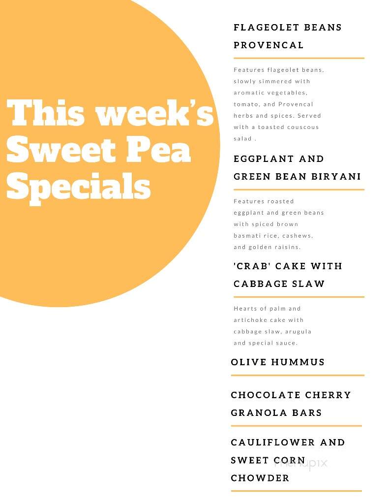 Sweet Pea Plant Based Kitchen - Rochester, NY menu_pic