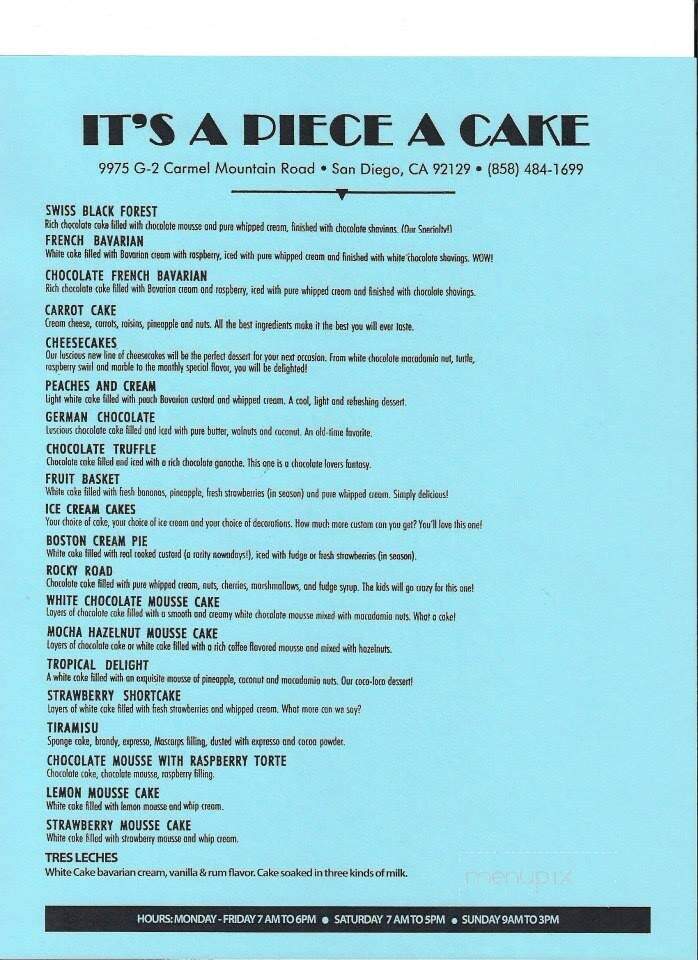 It's a Piece of Cake - Saint Jacob, IL menu_pic