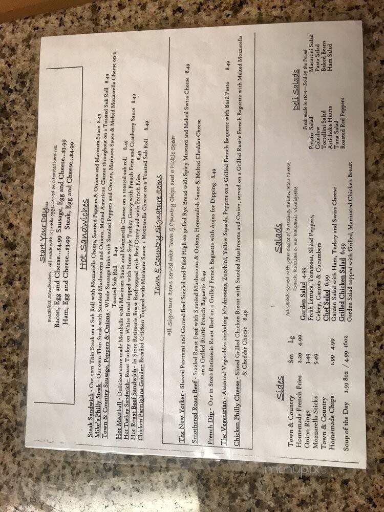 Town & Country Deli - Amsterdam, NY menu_pic