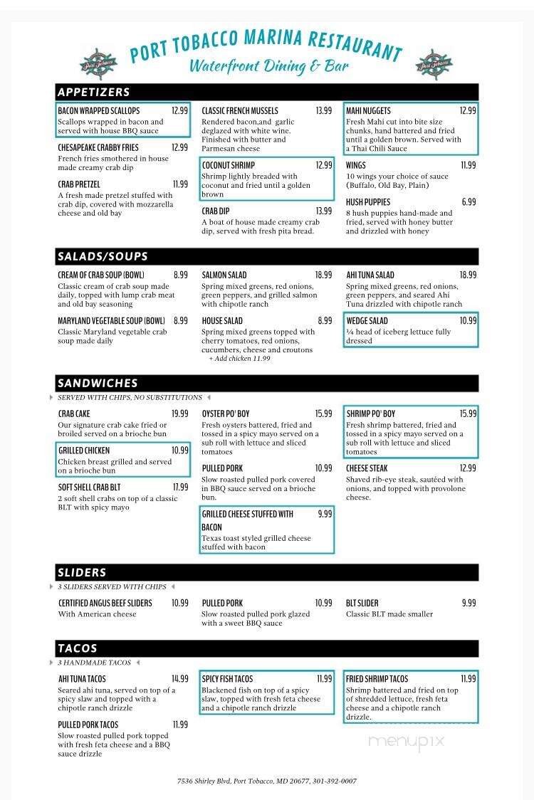 Port Tobacco Restaurant - Port Tobacco, MD menu_pic