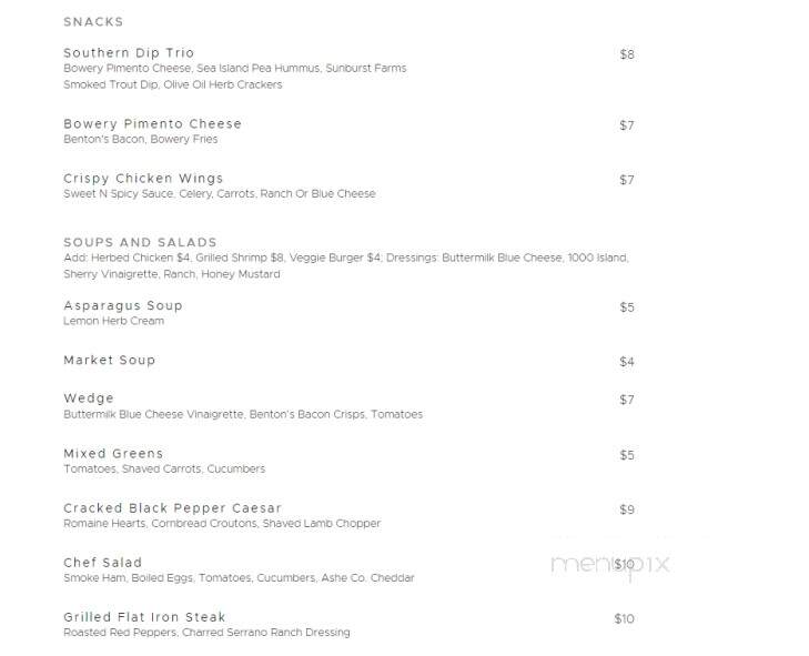 Bowery - Franklin, NC menu_pic