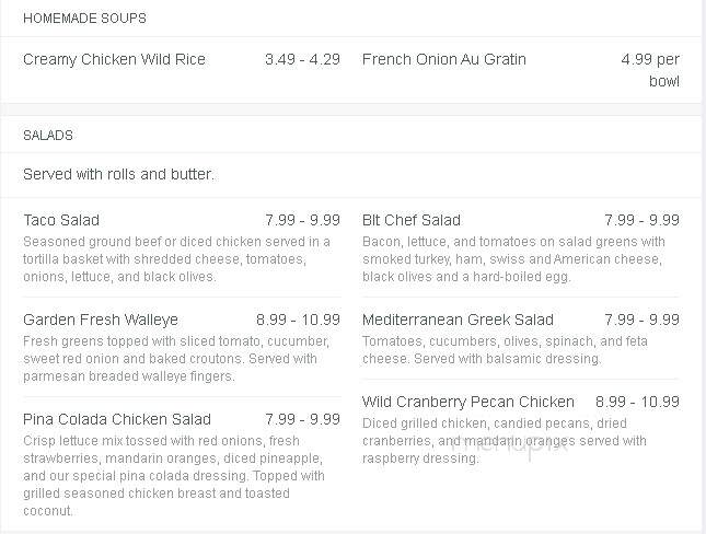 Barker's Island Inn Galley - Superior, WI menu_pic